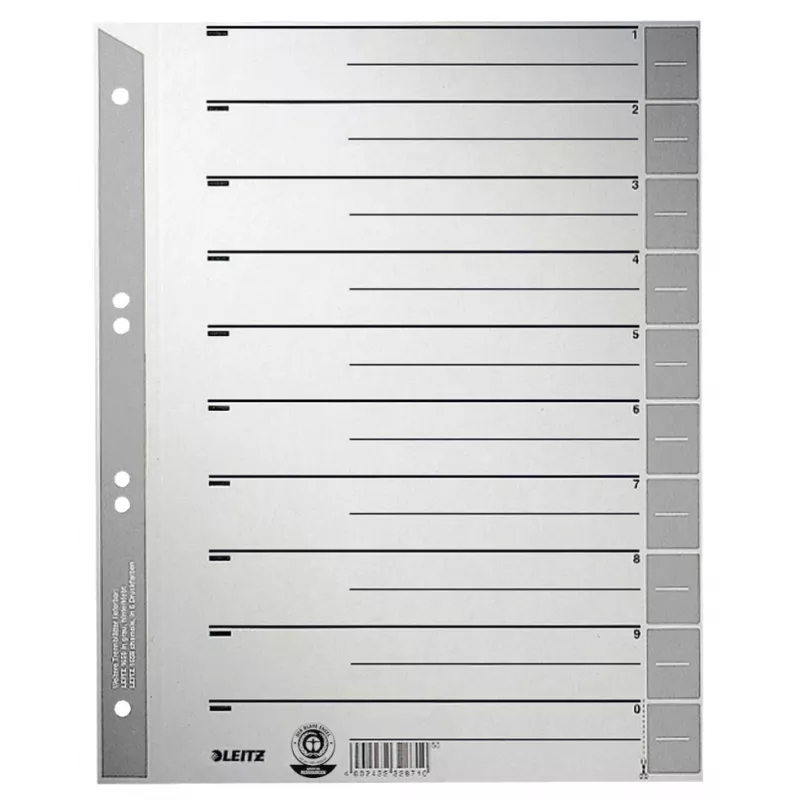 Leitz 16520085 rodyklė Skaitmeninė rodyklė Kartonas Pilka