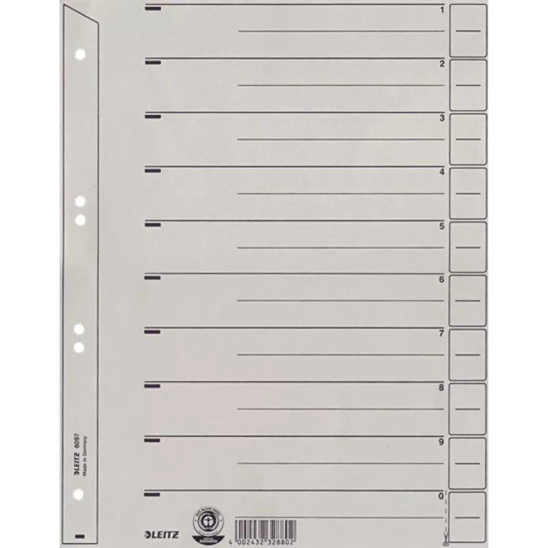 Leitz 60970085 skirtukas Kartoninis Pilka 1 vnt.