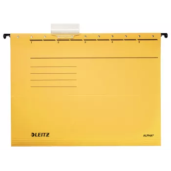 „Leitz Alpha“ pakabinamas aplankalas, kartonas, A4, geltonas