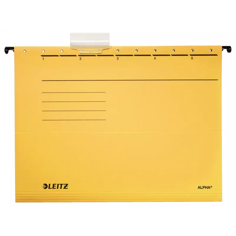„Leitz Alpha“ pakabinamas aplankalas, kartonas, A4, geltonas