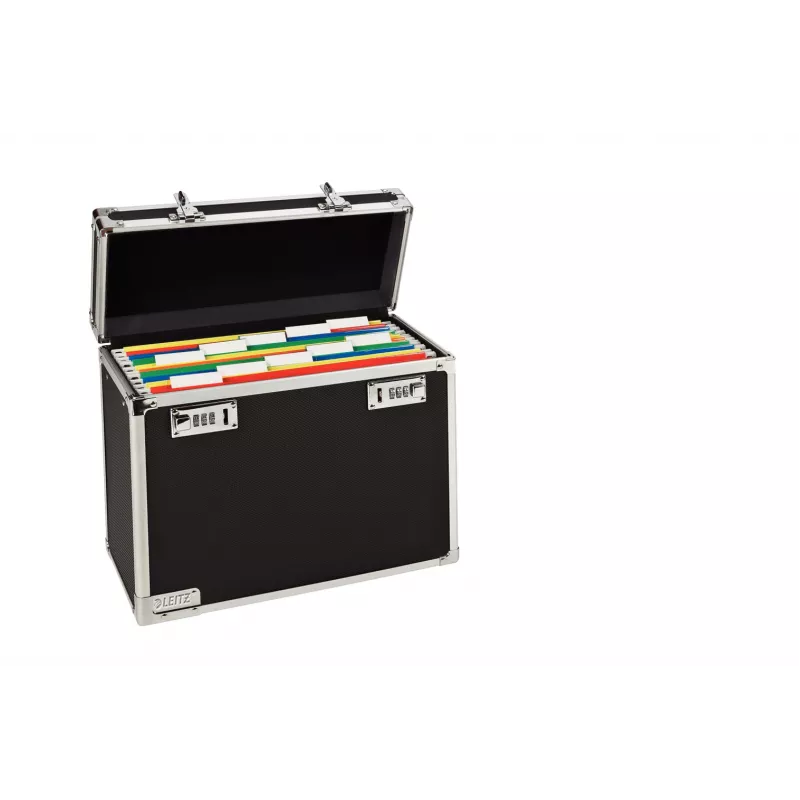 Leitz Mobile Filing Case Lockable A4, juoda, chromuota, plastikinė, kombinuota spyna, 15 l, 366 mm, 165 mm