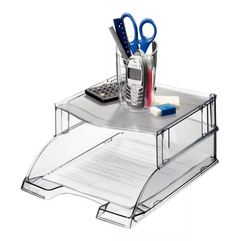 Leitz Letter tray riser Plus Universal, Plastic, Pilka, Translucent, 254 mm, 265 mm, 70 mm, 200 g
