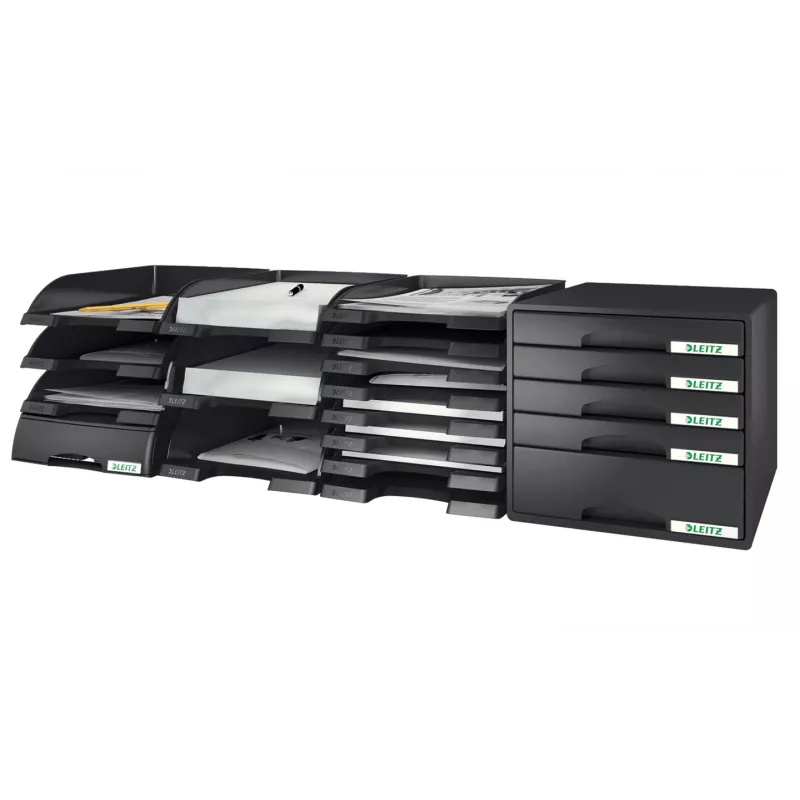 Leitz Letter tray Plus, plastikinis, juodas, A4, 242 x 330 x 60 mm, 255 mm, 357 mm