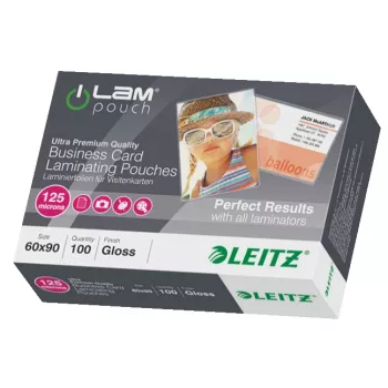 Leitz iLAM blizgios 60 x 90 mm laminavimo plėvelės, 125 mikronų, pakuotėje 100 vnt.