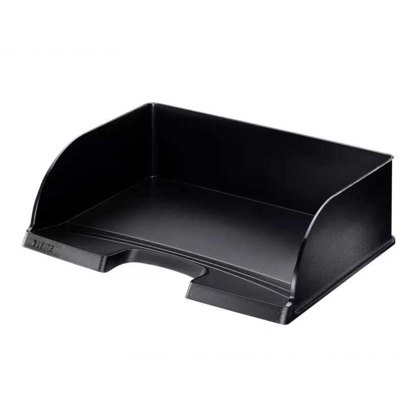 Leitz Letter tray Plus Landscape Jumbo, plastikinis, juodas, tinka laikyti: vokams, laiškams, užrašams, popieriui, vidiniai matmenys (P x G x A): 350 x 103 x 273 mm, matmenys (PxGxA): 363 x 273 x 103 mm, svoris: 400 g