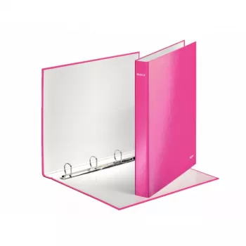 Leitz Ringbinder WOW Laminated A4+ 4DR/25mm, A4, Kartonas, Rožinė, 230 lapų, 80 g/m², 2,5 cm