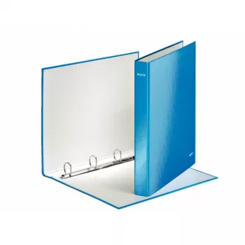 Leitz aplankas su žiedais WOW Laminuotas A4+ 4DR/25mm, A4, Kartonas, Mėlyna, 230 lapų, 80 g/m², 2,5 cm