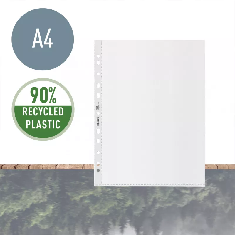 Leitz Recycle A4 kišenė, 210 x 297 mm (A4), permatoma, polipropilenas (PP), portretinė orientacija, 0,1 mm, 230 mm