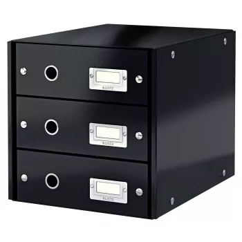 Leitz Click & Store WOW stalčių spintelė (3 stalčiai), juoda, kartoninė, 286 mm, 358 mm, 282 mm, 2,21 kg