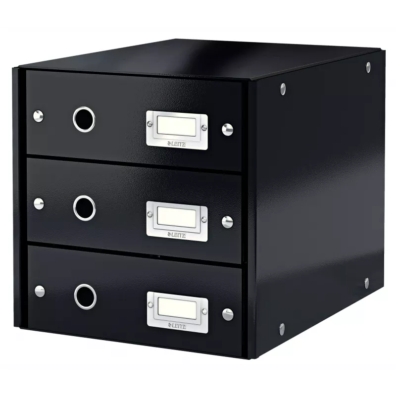 Leitz Click & Store WOW stalčių spintelė (3 stalčiai), juoda, kartoninė, 286 mm, 358 mm, 282 mm, 2,21 kg
