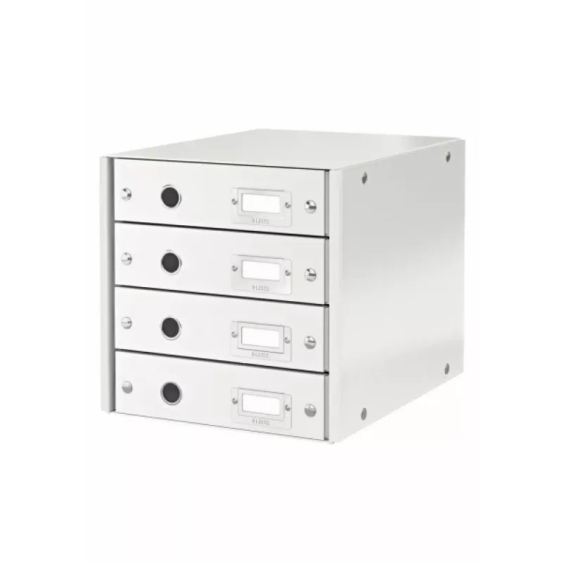Leitz Click & Store WOW stalčių spintelė (4 stalčiai), Balta, Kartonas, 286 mm, 282 mm, 330 x 251 x 59 mm, 2.49 kg