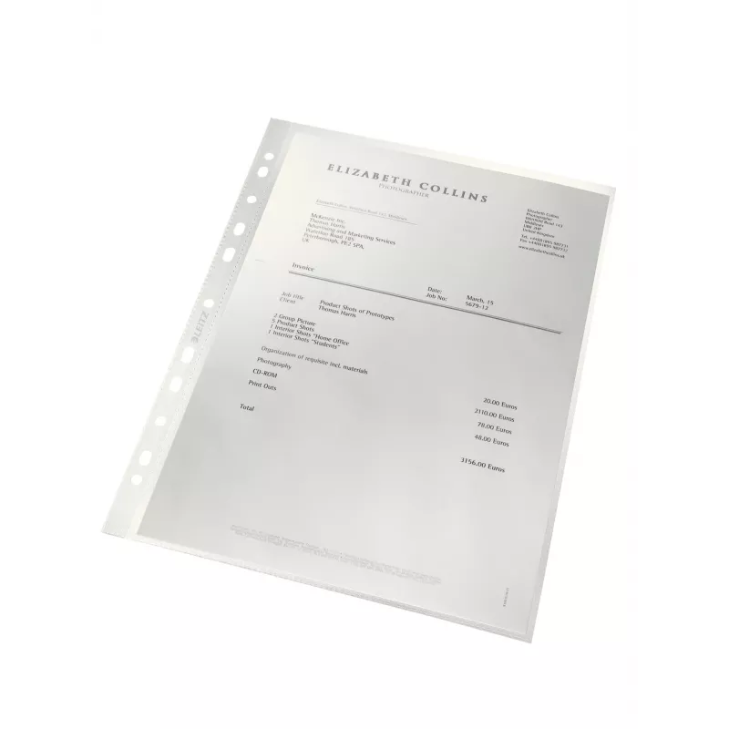 Leitz Recycle A4 kišenė, 210 x 297 mm (A4), skaidri, polipropilenas (PP), stačias, 80 g/m², 0,1 mm