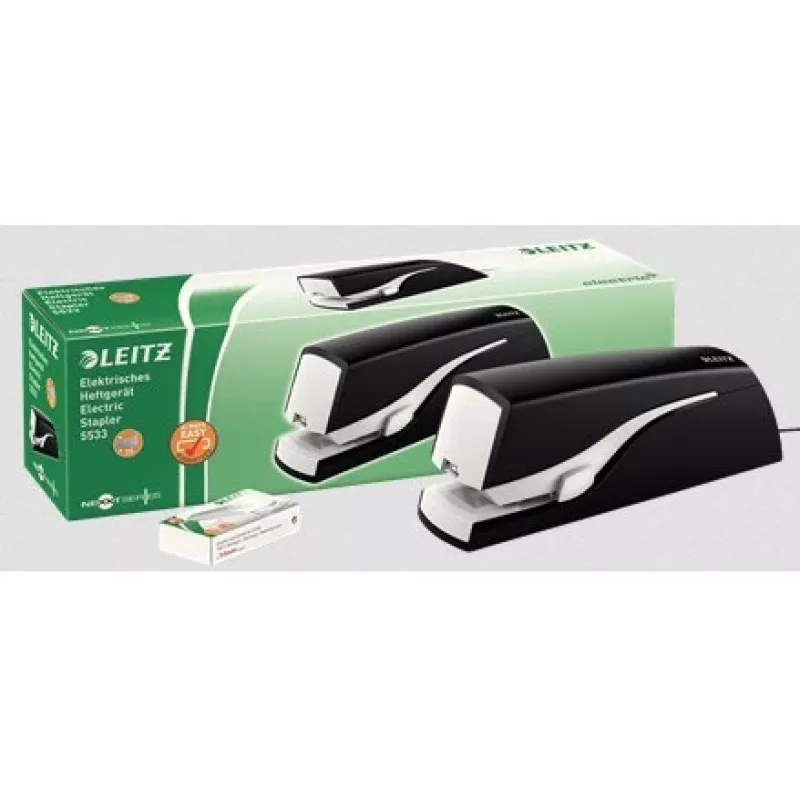 Leitz elektrinis segiklis 5533 NeXXt plokščio susegimo, 20 lapų, 20 lapų, 200 segių, 2 cm, 1 cm, Plastikas, Juoda, Balta