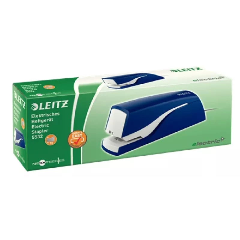 Leitz Electric Stapler 5532 NeXXt, 10 lapų, 200 segtukų, 1 cm, 1 cm, Plastikinis, Mėlynas