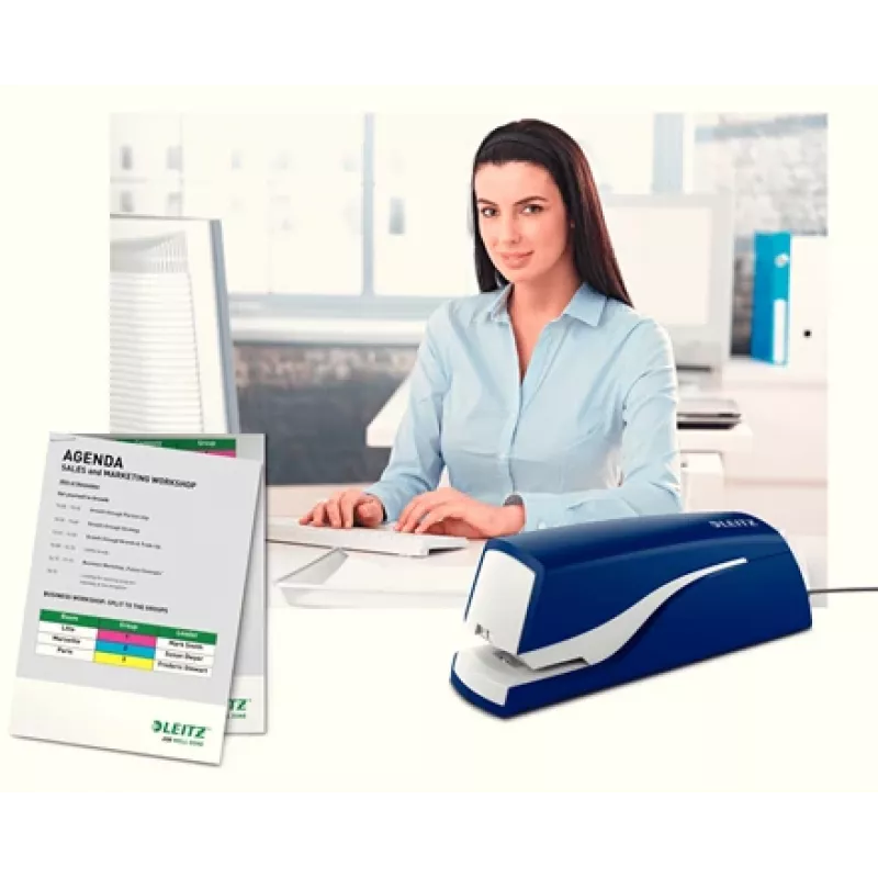 Leitz Electric Stapler 5532 NeXXt, 10 lapų, 200 segtukų, 1 cm, 1 cm, Plastikinis, Mėlynas