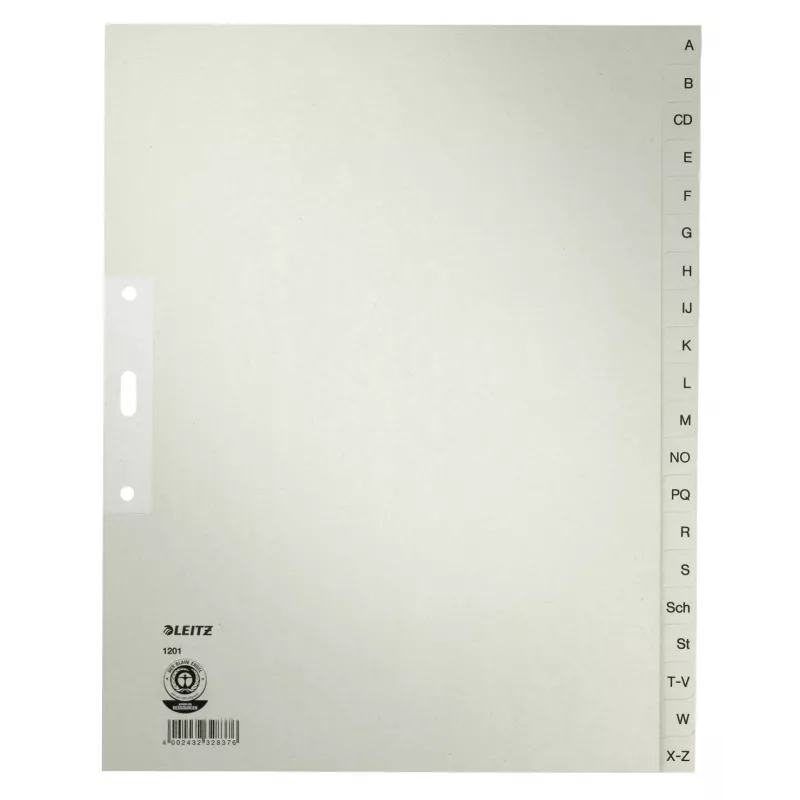 Leitz 12010085 abėcėlinė skirtuko rodyklė Popierius Pilka