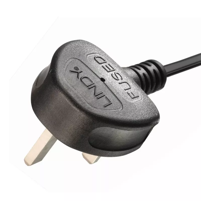 Lindy 2,5 m UK 3 kontaktų kištukas į 2 x IEC C7 skirstytuvo ilginamasis kabelis, juodas