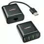 Lindy 60 m 4 prievadų USB 2.0 Cat.6 prailgintuvas, USB 2.0, RJ-45, USB 2.0, juodas, metalinis, 52 mm, 60 mm