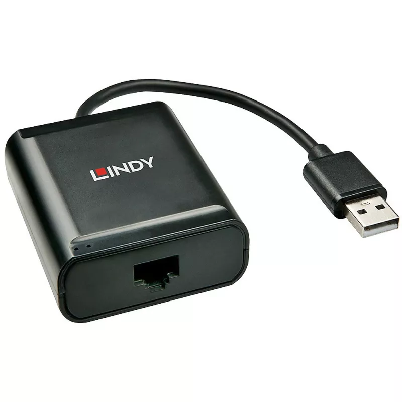 Lindy 60 m 4 prievadų USB 2.0 Cat.6 prailgintuvas, USB 2.0, RJ-45, USB 2.0, juodas, metalinis, 52 mm, 60 mm