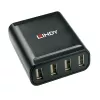 Lindy 60 m 4 prievadų USB 2.0 Cat.6 prailgintuvas, USB 2.0, RJ-45, USB 2.0, juodas, metalinis, 52 mm, 60 mm