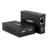 Lindy 100m 2 prievadų USB 2.0 Cat.6 plėtiklis, AV siųstuvas ir imtuvas, 100 m, laidinis, juodas