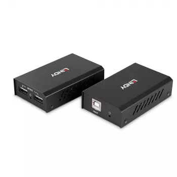 Lindy 100m 2 prievadų USB 2.0 Cat.6 plėtiklis, AV siųstuvas ir imtuvas, 100 m, laidinis, juodas