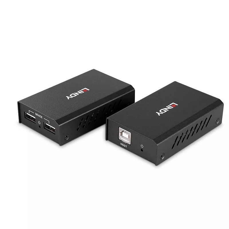 Lindy 100m 2 prievadų USB 2.0 Cat.6 plėtiklis, AV siųstuvas ir imtuvas, 100 m, laidinis, juodas