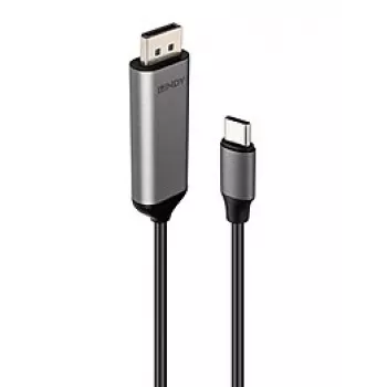 “Lindy” 43503 vaizdo kabelio adapteris 1 m USB Type-C DisplayPort Pilka
