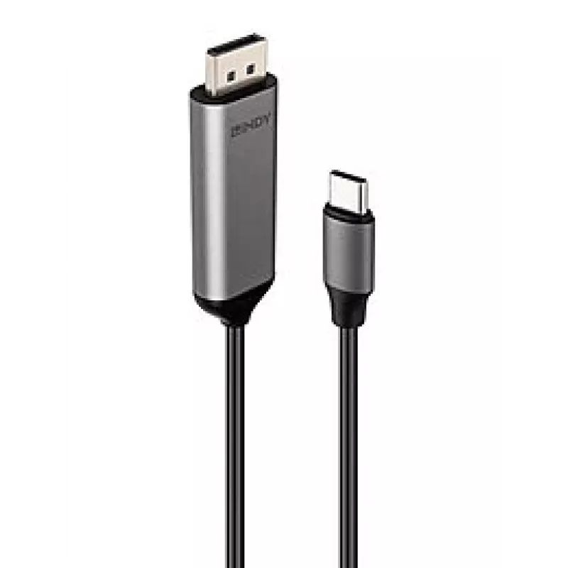 “Lindy” 43503 vaizdo kabelio adapteris 1 m USB Type-C DisplayPort Pilka