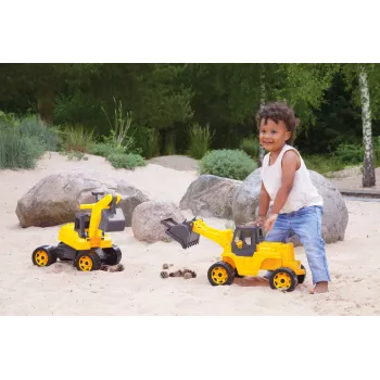 Ekskavatoriaus žaislas Lena GIGA TRUCKS SM02217, plastikas ir mediena, pilka/geltona, amžius nuo 3 metų