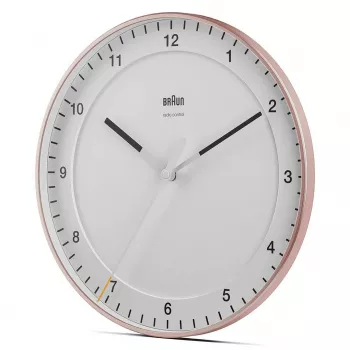Sieninis laikrodis BRAUN BC 17 PW DCF — analoginis DCF radijo bangomis valdomas laikrodis, rožinės ir baltos spalvos