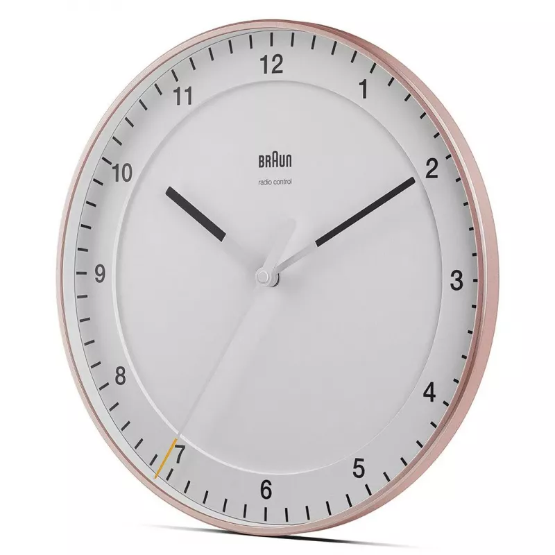 Sieninis laikrodis BRAUN BC 17 PW DCF — analoginis DCF radijo bangomis valdomas laikrodis, rožinės ir baltos spalvos