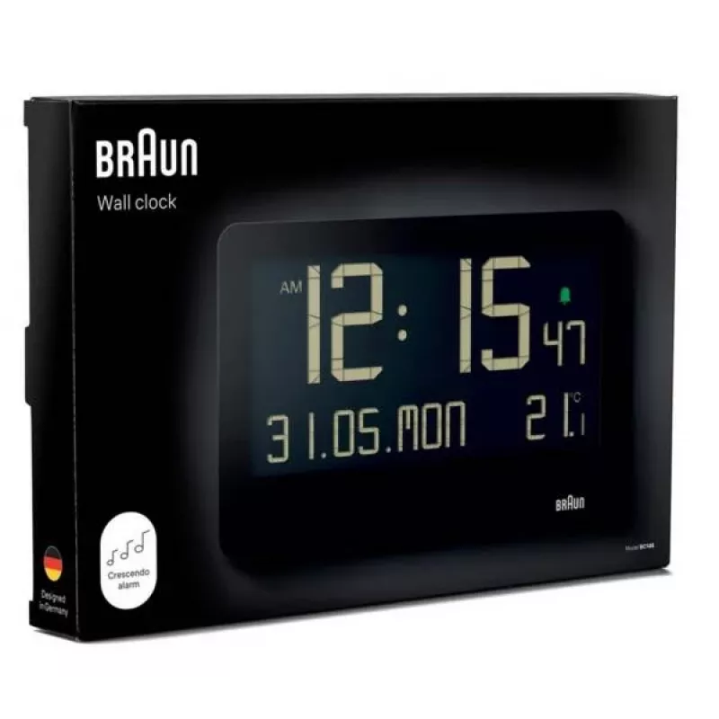 Sieninis laikrodis BRAUN BC14 Quartz modelis 67702, analoginis ekranas, maitinamas baterijomis