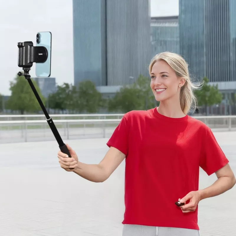 Grip HAMA MagGrip Grip — magnetinė išmaniojo telefono rankena, plastikinė, juoda, 130×50×100 mm