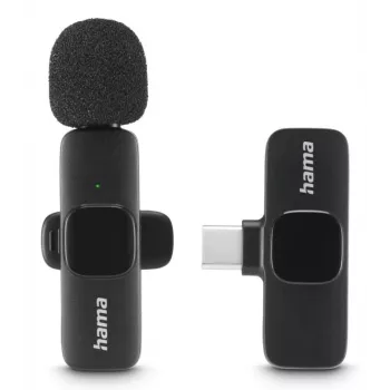 Hama Smart Wireless Juoda Lavalier/Lapel mikrofonas