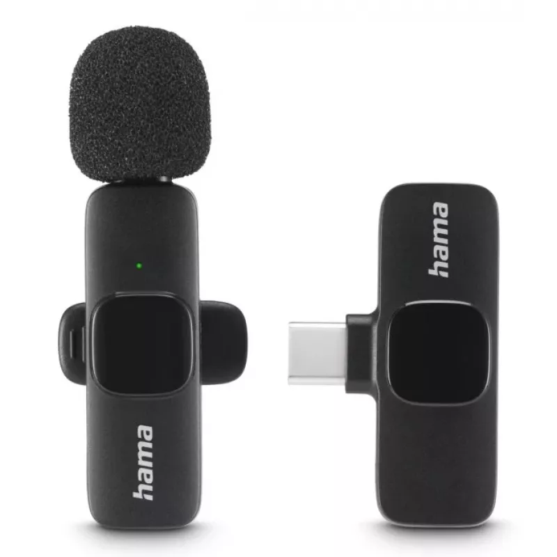 Hama Smart Wireless Juoda Lavalier/Lapel mikrofonas