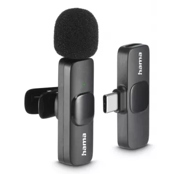 Hama Smart Wireless Juoda Lavalier/Lapel mikrofonas