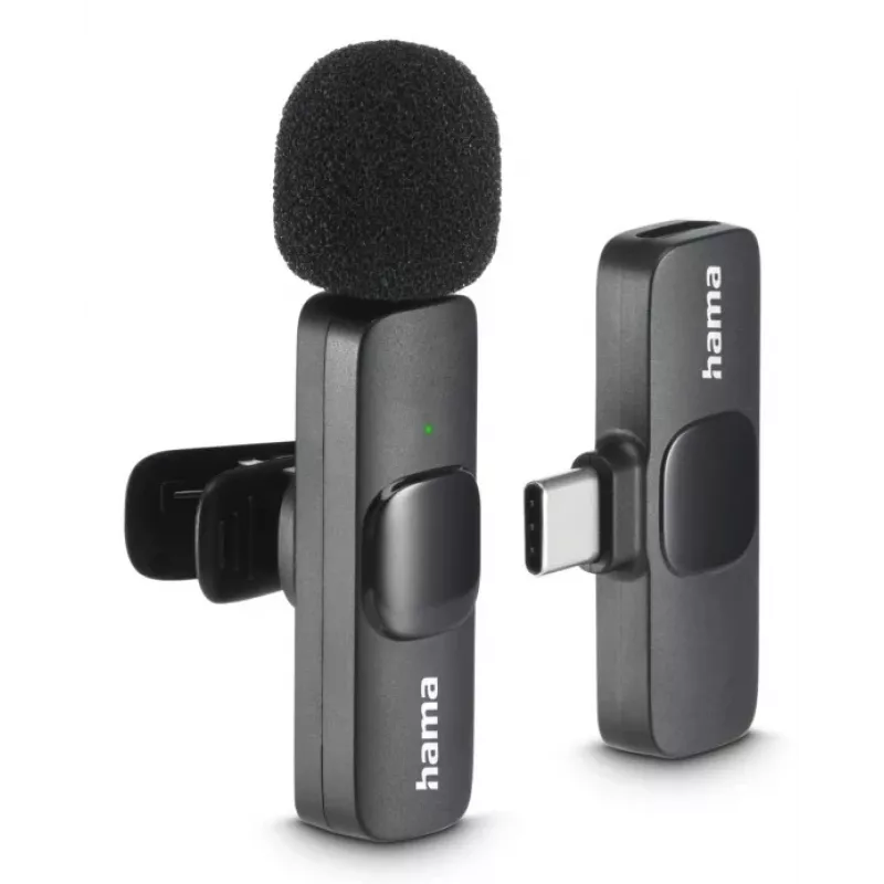 Hama Smart Wireless Juoda Lavalier/Lapel mikrofonas