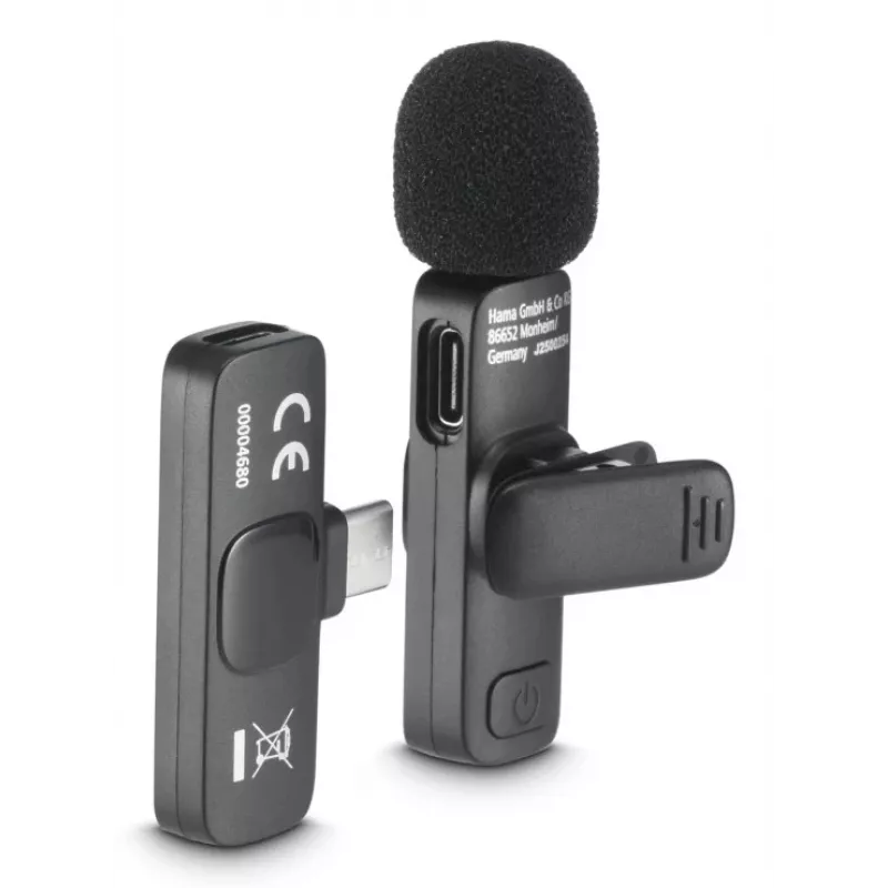 Hama Smart Wireless Juoda Lavalier/Lapel mikrofonas