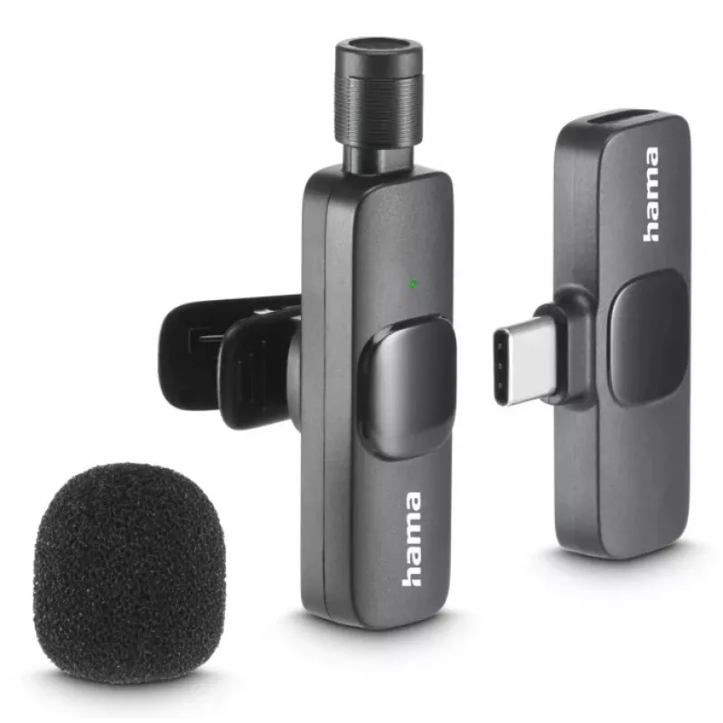 Hama Smart Wireless Juoda Lavalier/Lapel mikrofonas