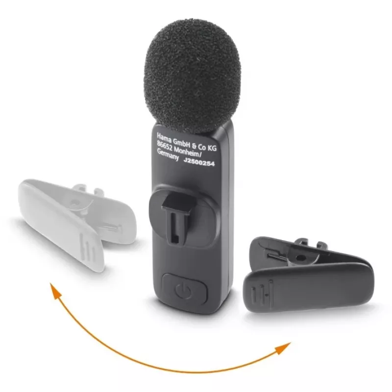 Hama Smart Wireless Juoda Lavalier/Lapel mikrofonas