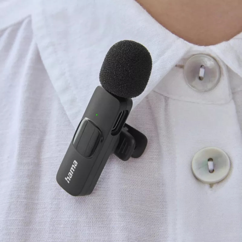 Hama Smart Wireless Juoda Lavalier/Lapel mikrofonas