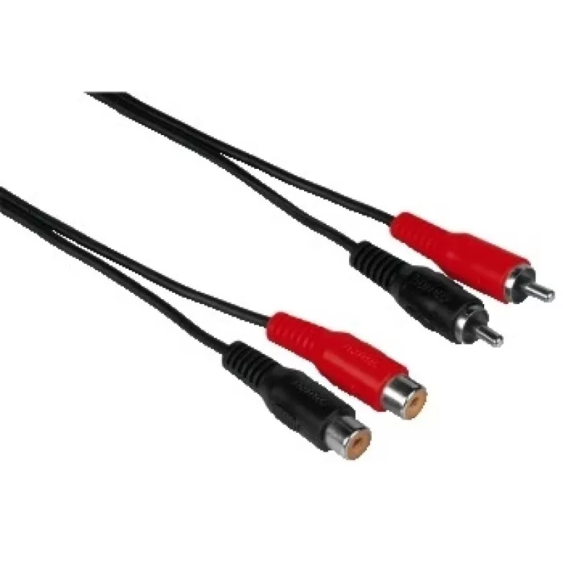 Hama prailginimo laidas 2 RCA (phono) kištukai - 2 RCA (phono) lizdai, 10 m garso laidas 2 x RCA Juoda