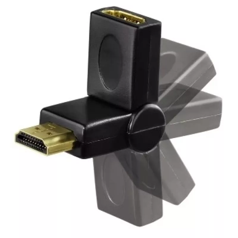 „Hama“ kompaktiškas adapteris HDMI kištukas – HDMI lizdas, pasukamas, juodas