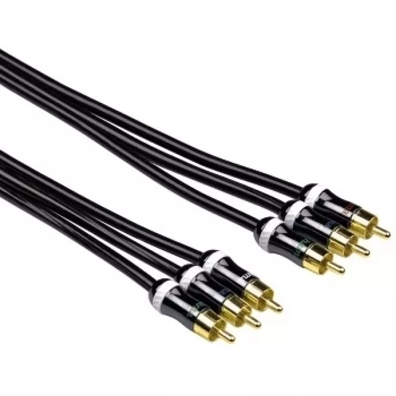 Hama ProClass YUV kabelis, 3 RCA - 3 RCA, metalinis, 1,5 m komponentinis (YPbPr) vaizdo kabelis 3 x RCA Juodas