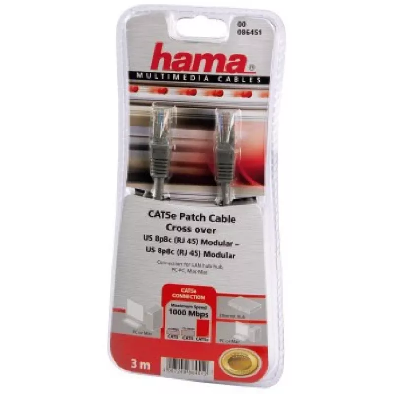 Hama CAT 5e tinklo kabelis, pilkas, 3 m, Cat5e