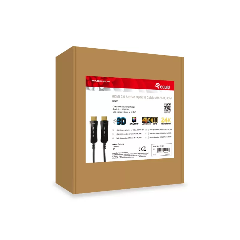 HDMI kabelis Equip HDMI 2.0 Active Optical kabelis M/M 30m