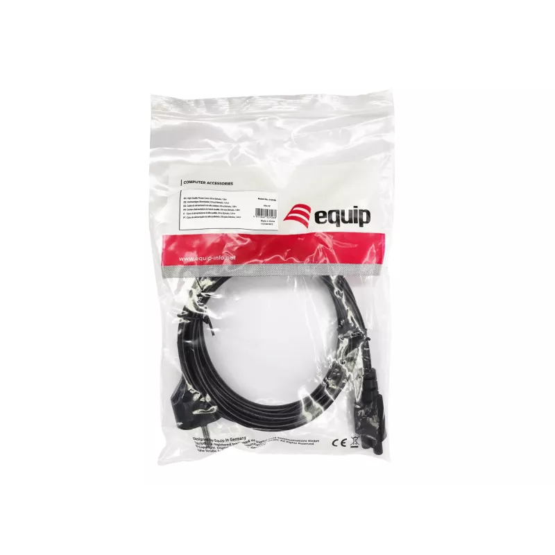 “Equip” aukštos kokybės maitinimo laidas, C5 į Schuko, 1,8 m, 1,8 m, CEE 7/7, IEC C5, H05VV-F3G, 250 V, 2,5 A
