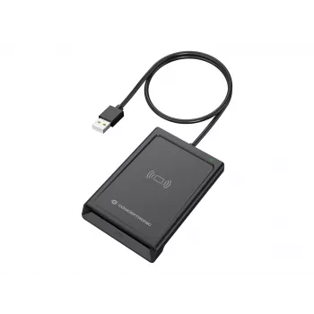 „Conceptronic BIAN11B“ dviejų sąsajų išmanusis asmens ID kortelių skaitytuvas, USB 2.0, artimojo lauko ryšys (NFC), 1 m, juodas, 100 g