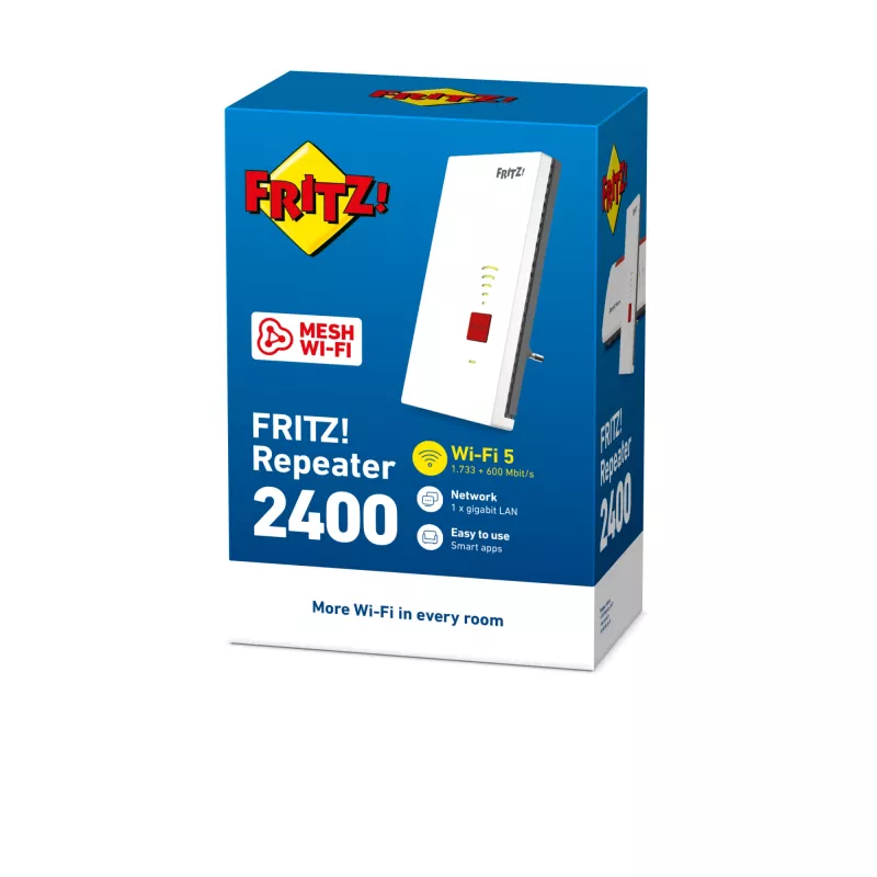 Belaidis diapazono plėtiklis AVM FRITZ!Repeater 2400 Edition International — 1733 Mbit/s, 1× Gigabit Ethernet, IEEE 802.11ac/n